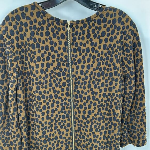 Ann Taylor Loft Olive Green & Navy Polka Dot Long Sleeve Dress size Large - Picture 6 of 11